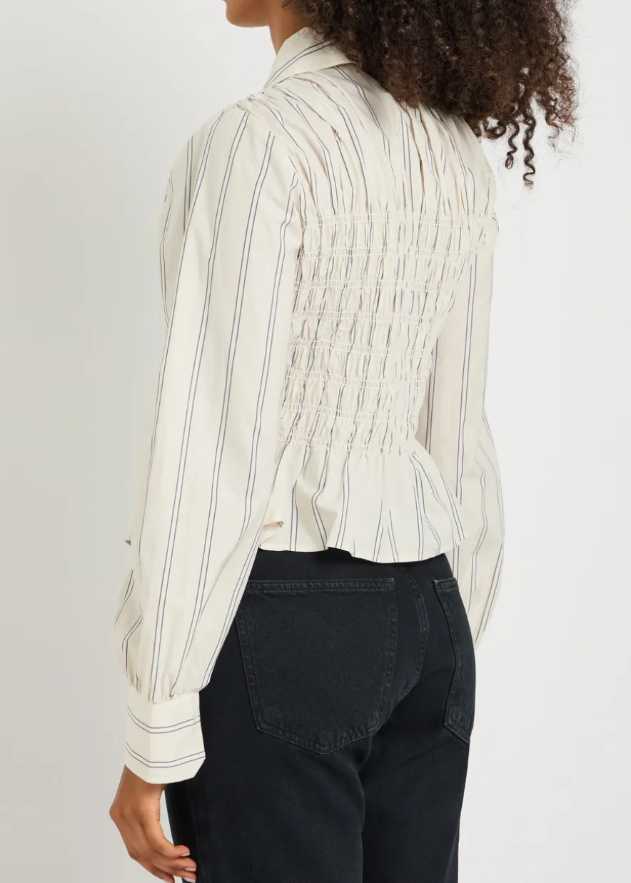 Bradshaw smocked cotton-poplin shirt