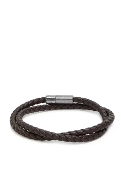 Braided leather wrap bracelet