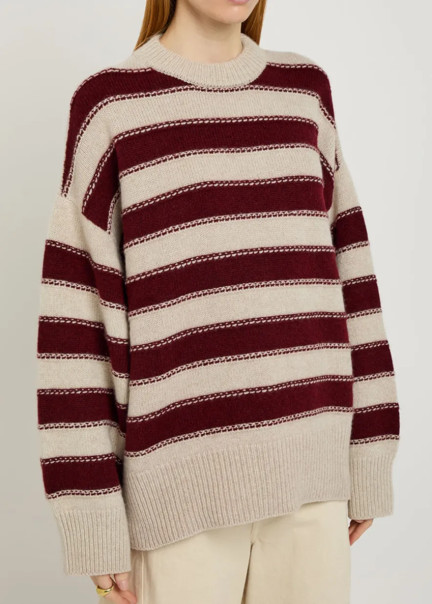 Braided striped cashmere jumper