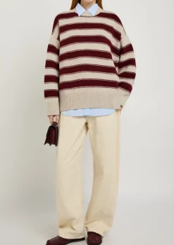 Braided striped cashmere jumper