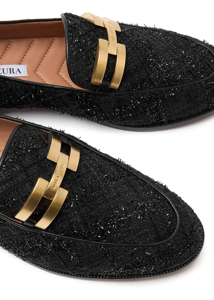 Brandi tinsel-weave tweed loafers