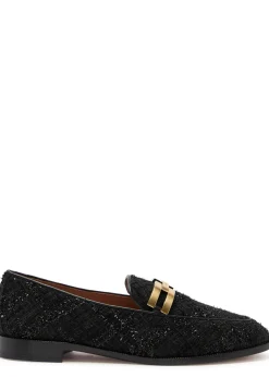 Brandi tinsel-weave tweed loafers