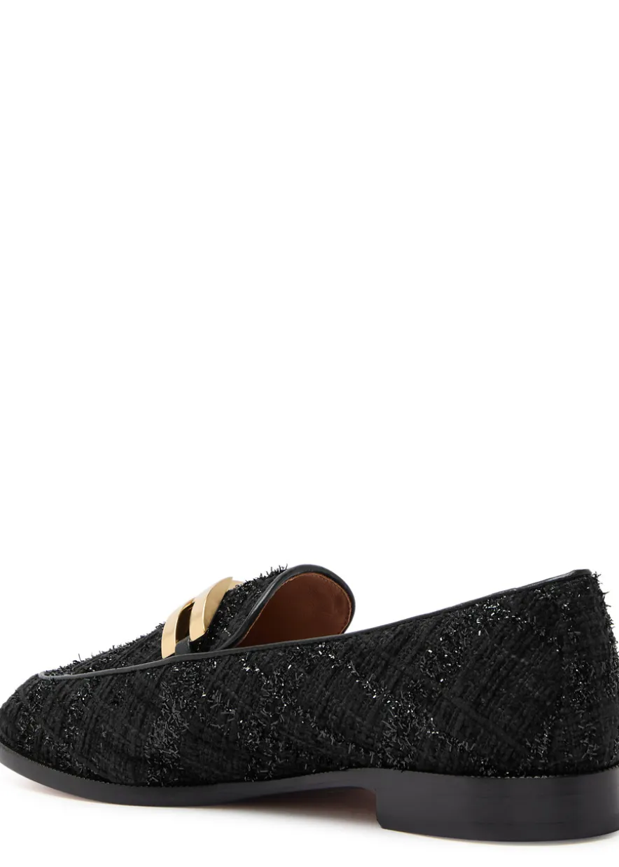 Brandi tinsel-weave tweed loafers