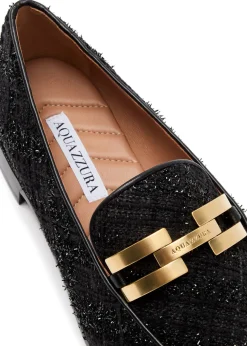 Brandi tinsel-weave tweed loafers