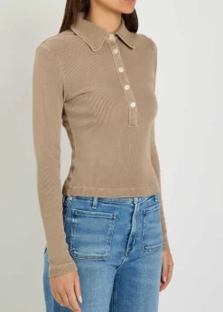 Brea 60s ribbed stretch-knit polo top