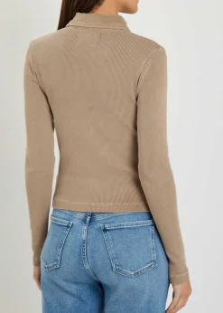 Brea 60s ribbed stretch-knit polo top