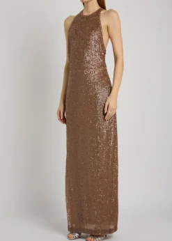 Bree sequin embellished stretch-mesh maxi dress