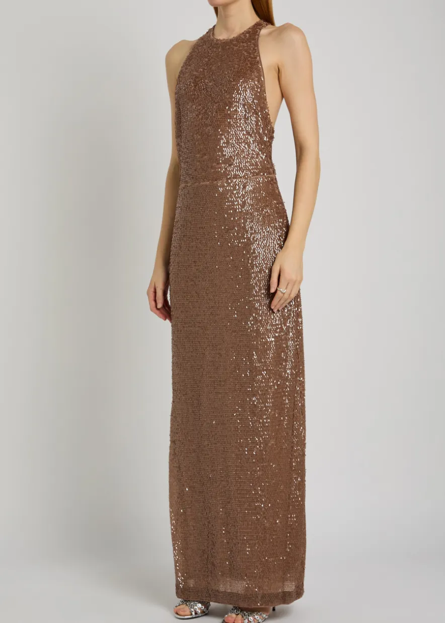 Bree sequin embellished stretch-mesh maxi dress