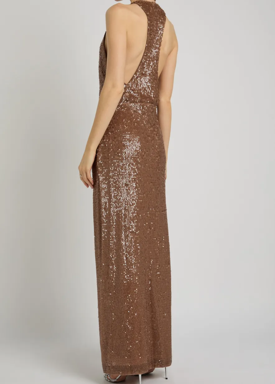 Bree sequin embellished stretch-mesh maxi dress