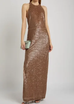 Bree sequin embellished stretch-mesh maxi dress