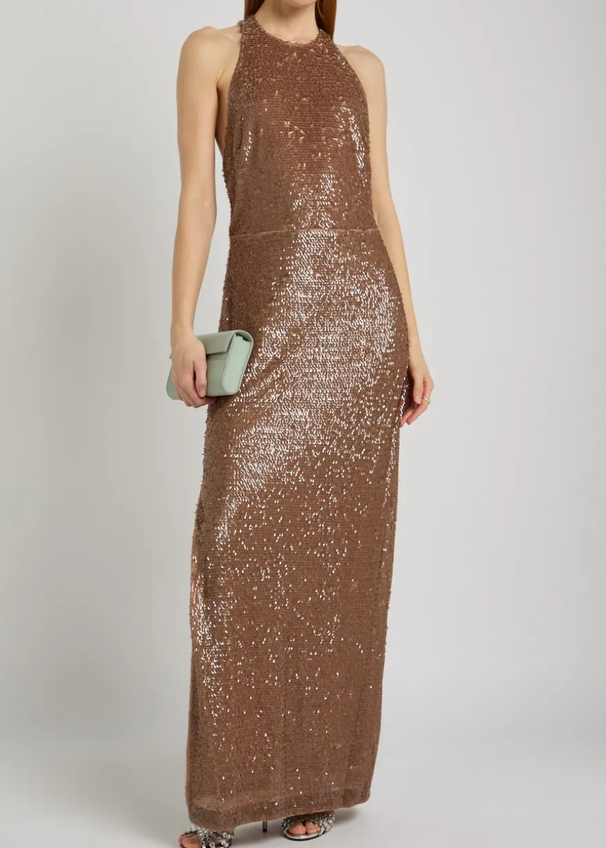 Bree sequin embellished stretch-mesh maxi dress