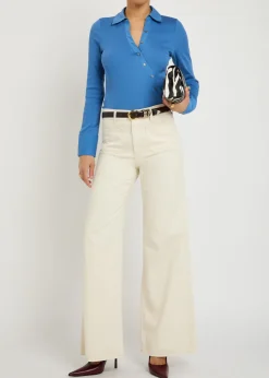 Brenner button-effect cotton-blend top