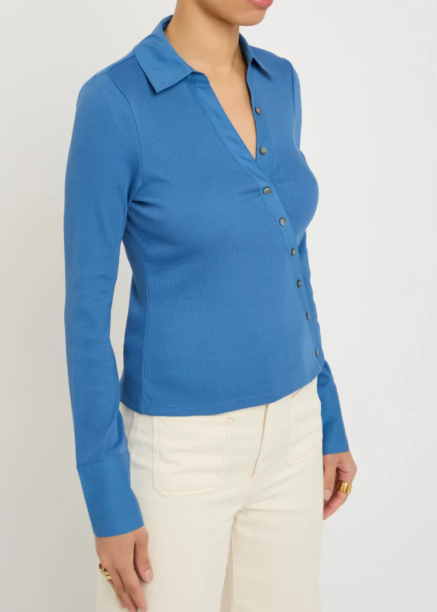 Brenner button-effect cotton-blend top