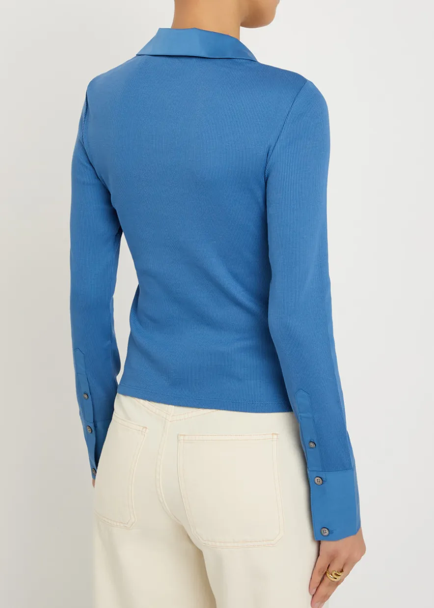 Brenner button-effect cotton-blend top