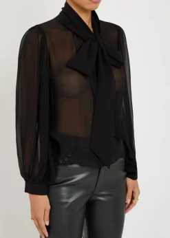 Brentley semi-sheer chiffon blouse
