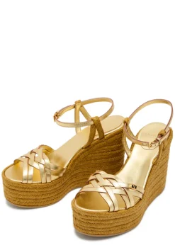 Bribri 100 metallic leather espadrille wedges