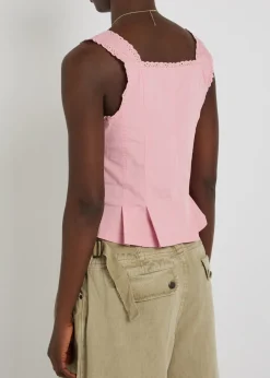 Bridgette embroidered stretch-cotton top