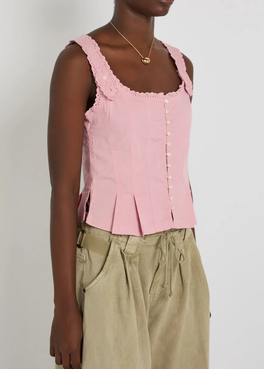 Bridgette embroidered stretch-cotton top