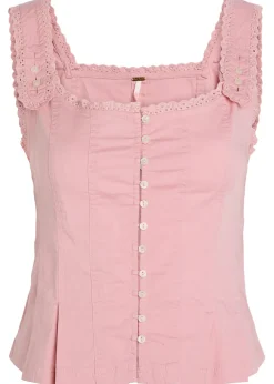 Bridgette embroidered stretch-cotton top