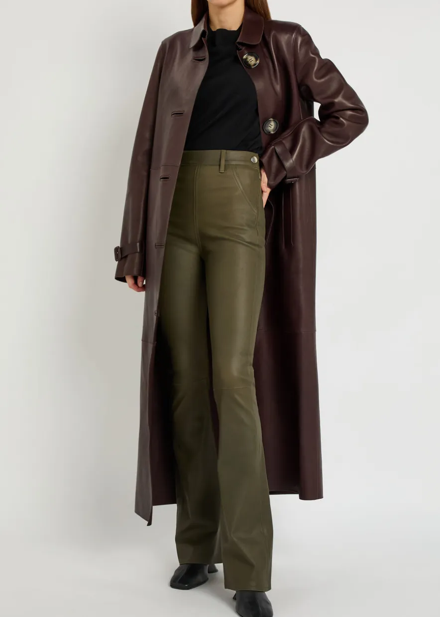 Brigitta slim flared-leg stretch-suede and leather trousers