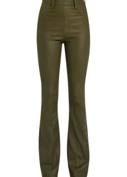 Brigitta slim flared-leg stretch-suede and leather trousers