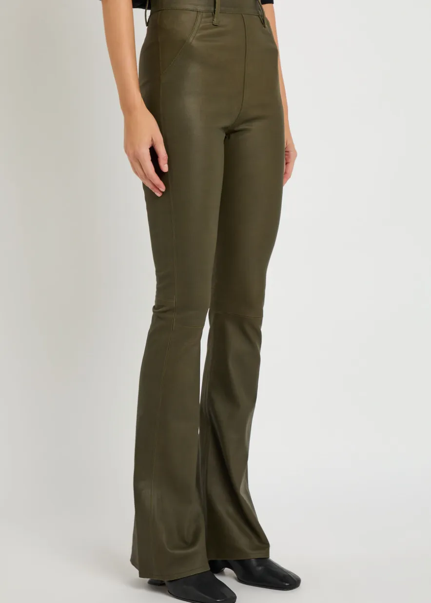 Brigitta slim flared-leg stretch-suede and leather trousers