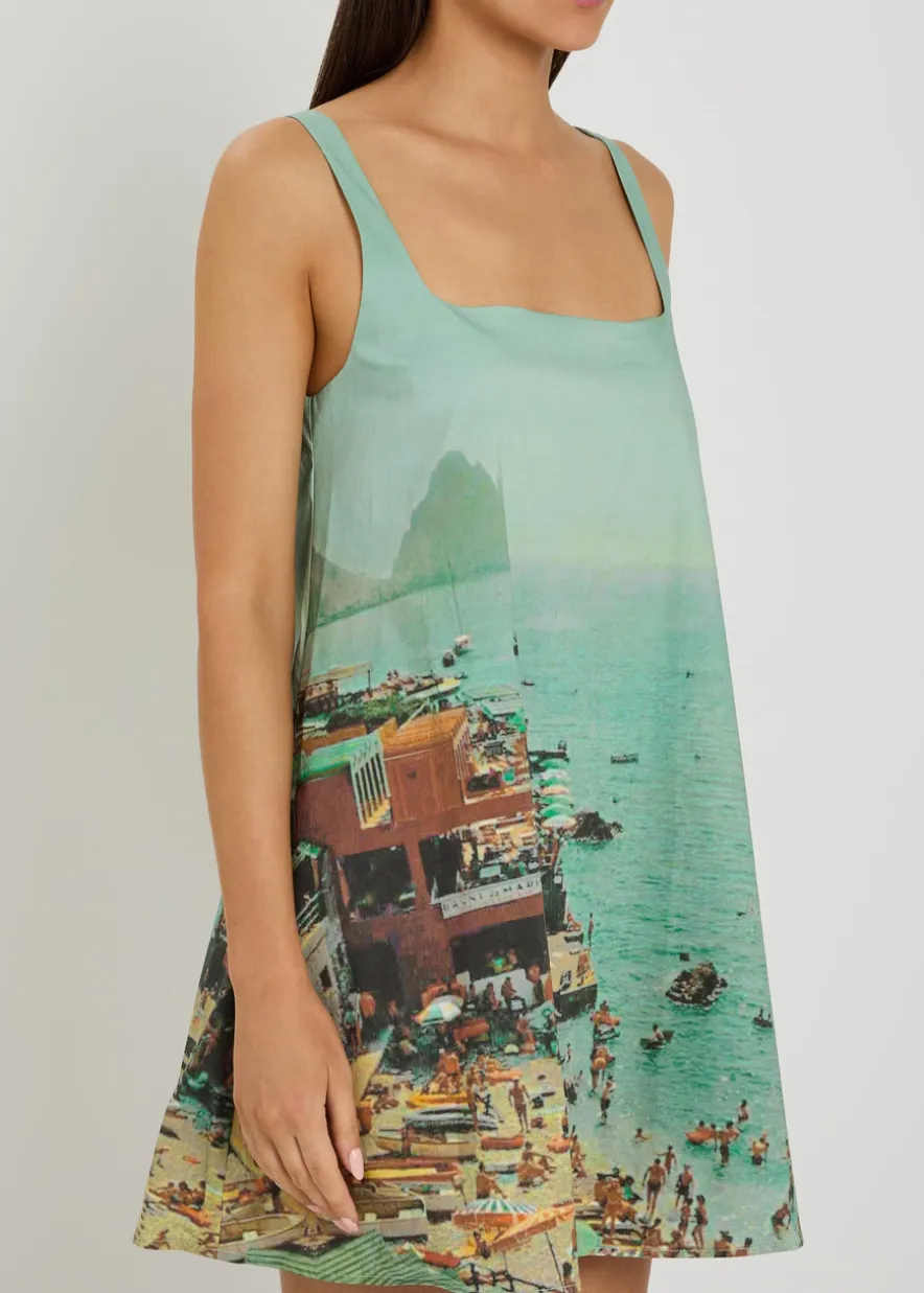 Brio printed stretch-cotton mini dress