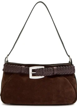 Brooklyn belted leather and suede shoulder bag