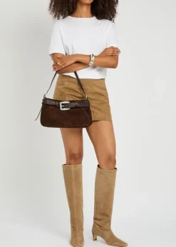 Brooklyn belted leather and suede shoulder bag