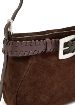 Brooklyn belted leather and suede shoulder bag