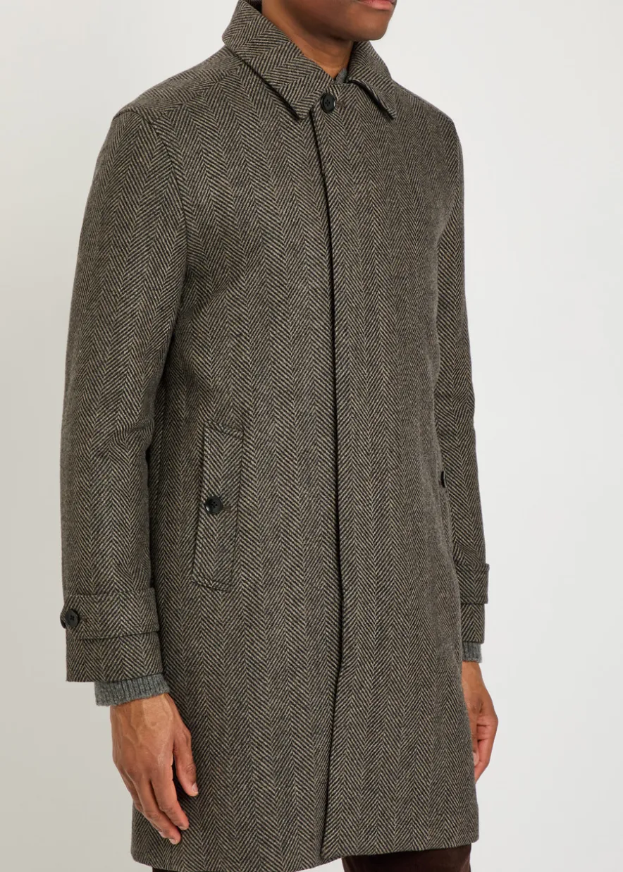 Brunetti herringbone wool-blend coat