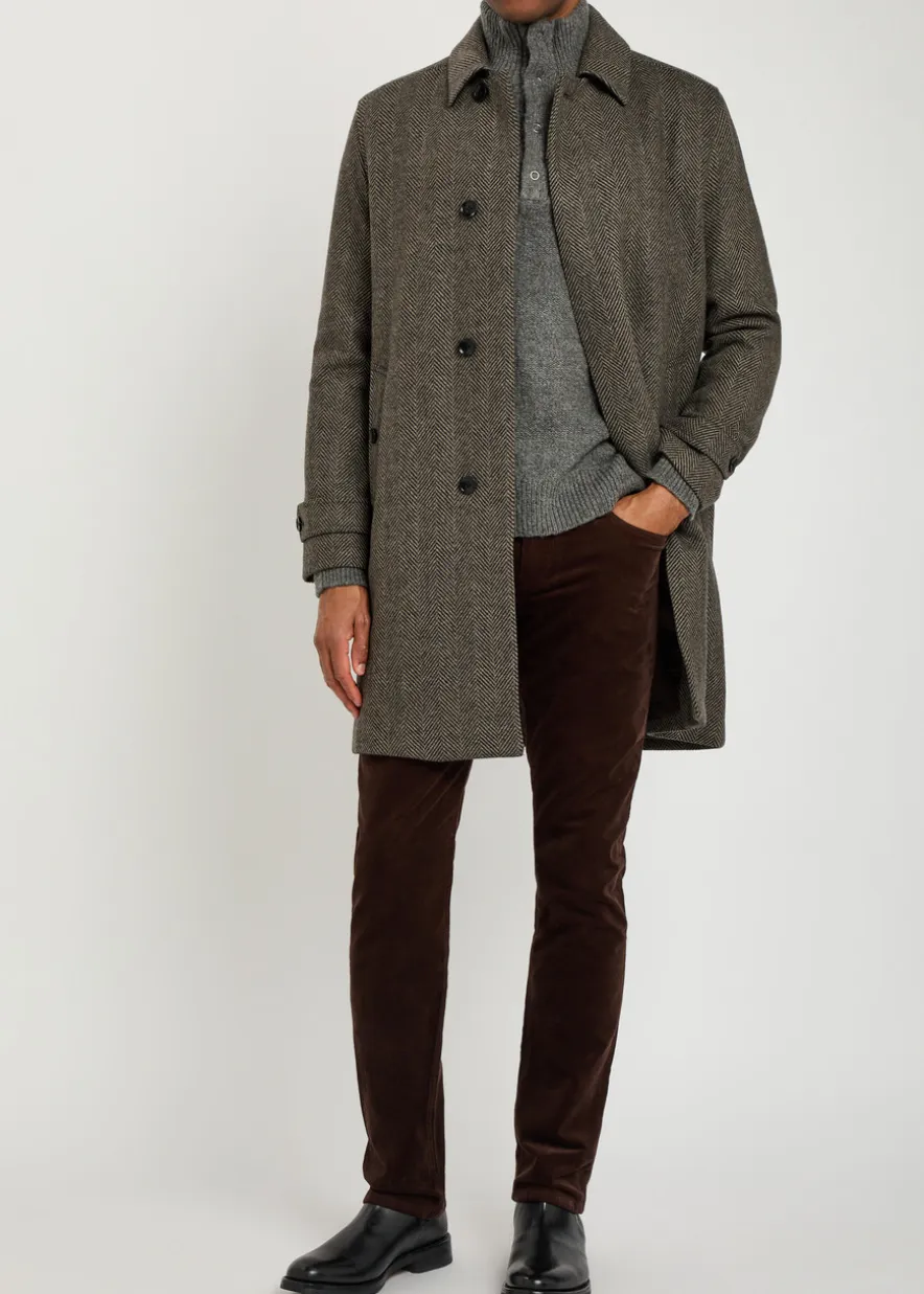 Brunetti herringbone wool-blend coat
