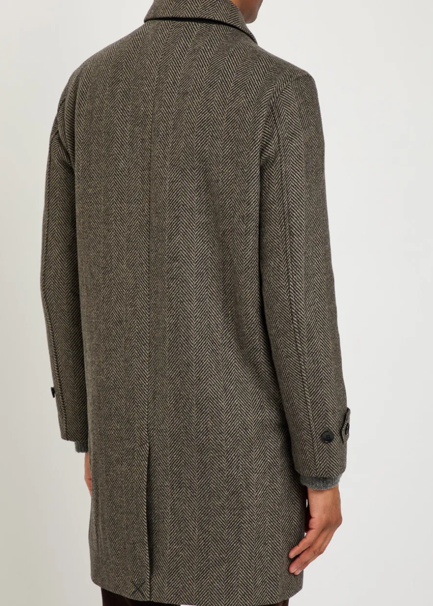 Brunetti herringbone wool-blend coat