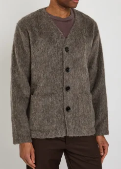 Brushed knit cardigan