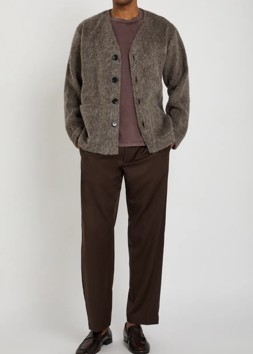 Brushed knit cardigan