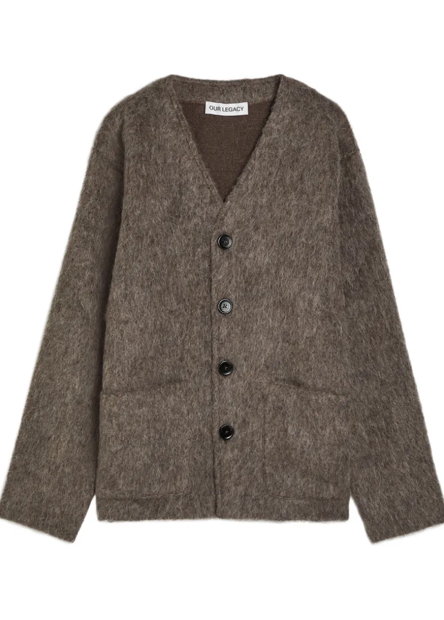 Brushed knit cardigan
