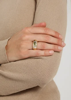 Bubble Bezel 14kt gold-plated ring