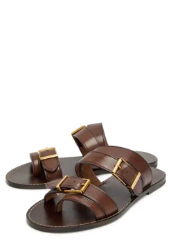 Buckle leather sandals