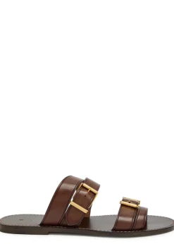 Buckle leather sandals