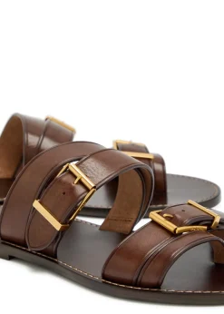 Buckle leather sandals