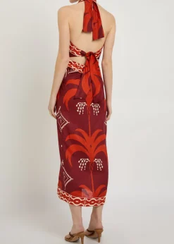 Buen Viento halterneck linen midi dress