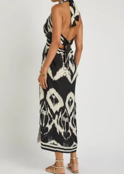 Buen Viento halterneck linen midi dress