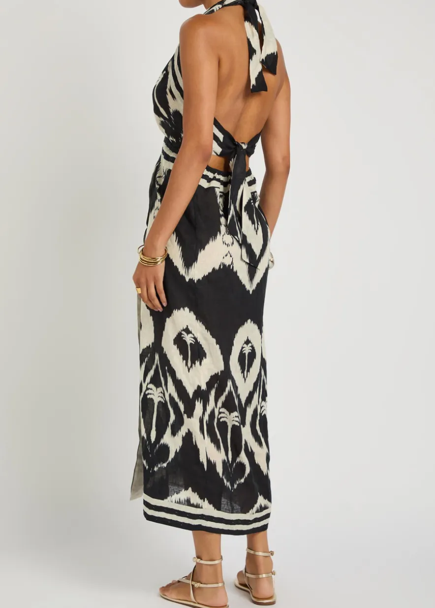 Buen Viento halterneck linen midi dress