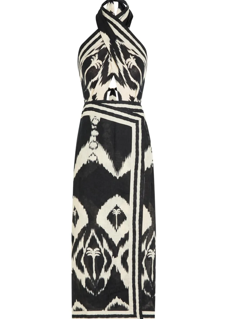 Buen Viento halterneck linen midi dress