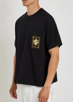 Bullion Card appliquéd cotton T-shirt