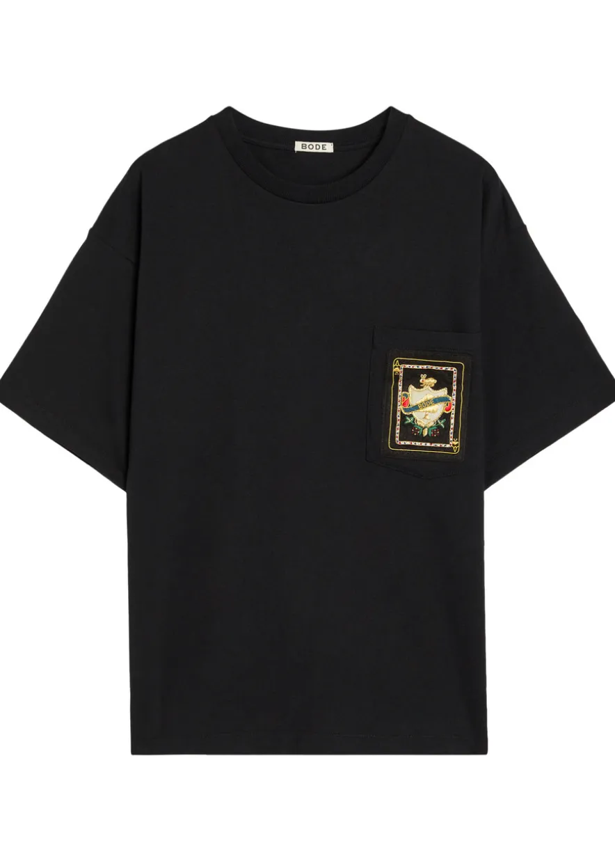 Bullion Card appliquéd cotton T-shirt