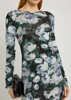 Bunch of Roses floral-print mesh maxi dress