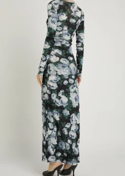 Bunch of Roses floral-print mesh maxi dress