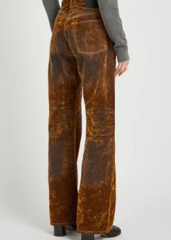Burnout straight-leg canvas trousers
