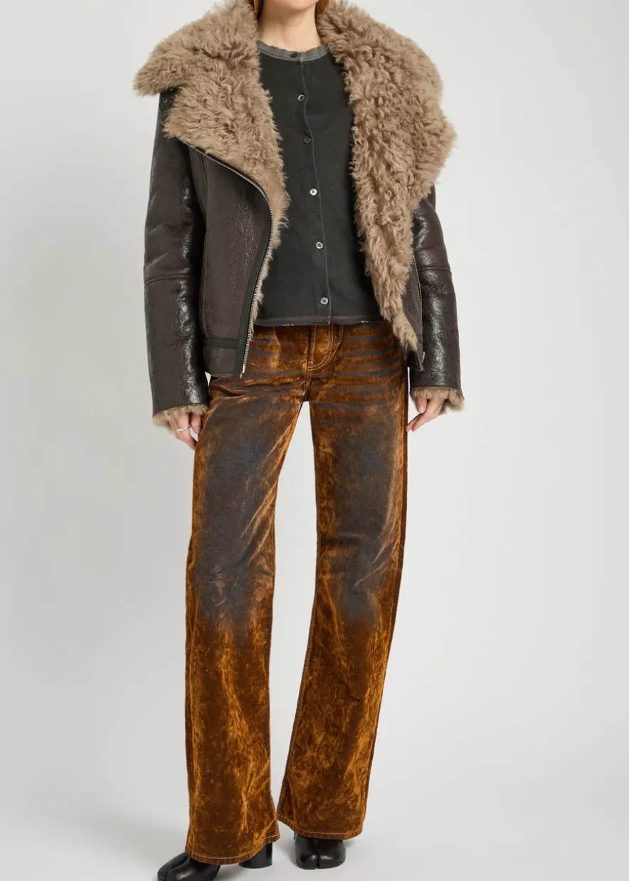 Burnout straight-leg canvas trousers